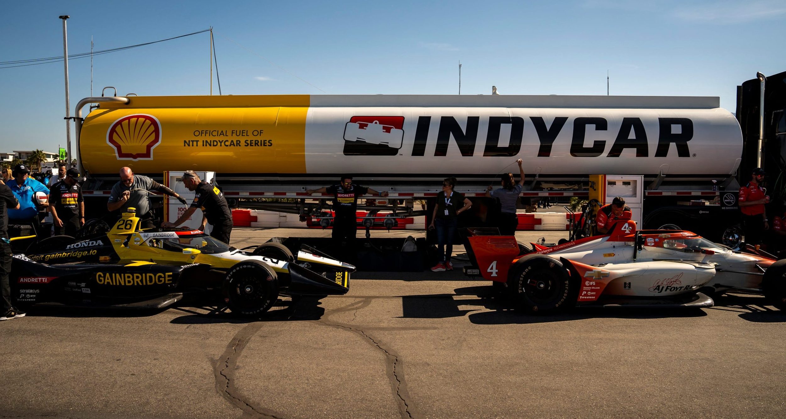 Colton Herta (26) and David Malukas' (4) cars