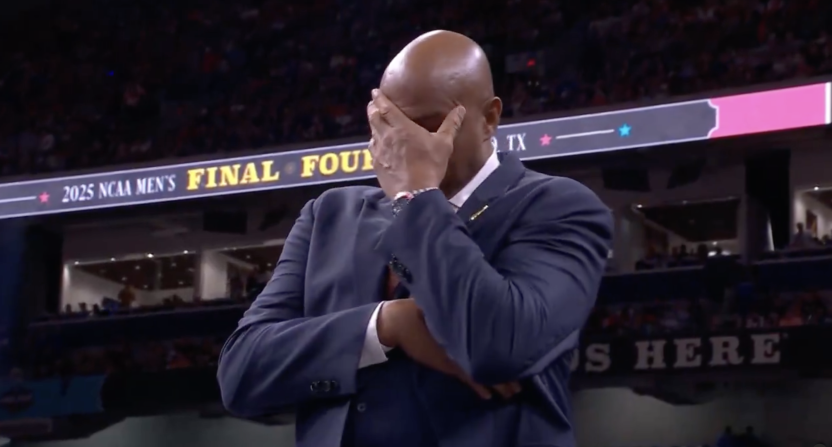 Charles Barkley watching the Auburn-Florida Final Four matchup