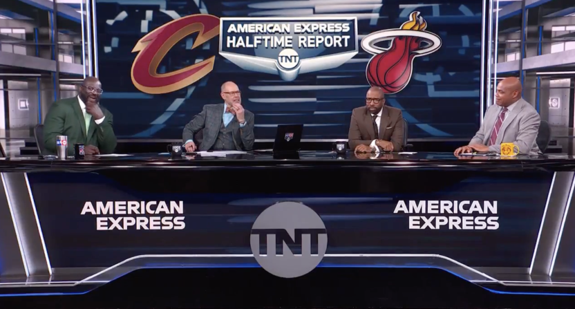 The Inside the NBA crew discussing the first half of the lopsided Game 4 matchup between the Miami Heat and the Cleveland Cavaliers