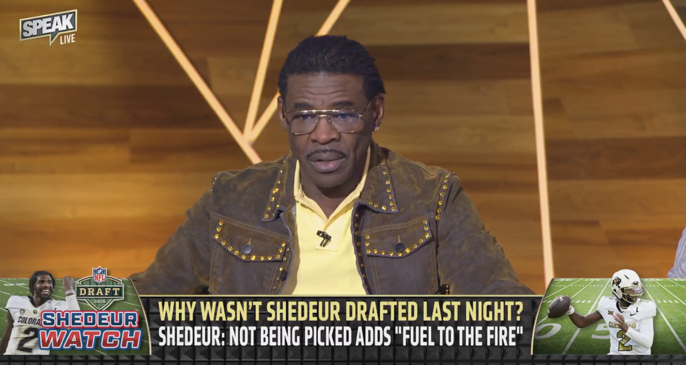 Michael Irvin on 'Speak' discussing Shedeur Sanders' falling past the first round in the 2025 NFL Draft