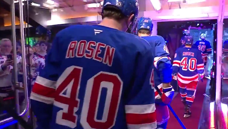 The New York Rangers take the ice for the final game of the season, honoring retiring announcer Sam Rosen. Photo Credit: MSG