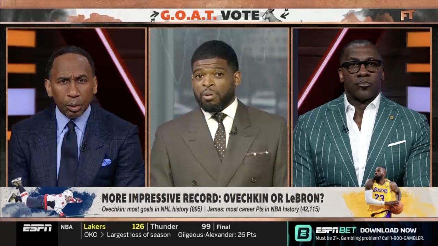 Stephen A. Smith, P.K. Subban and Shannon Sharpe on First Take