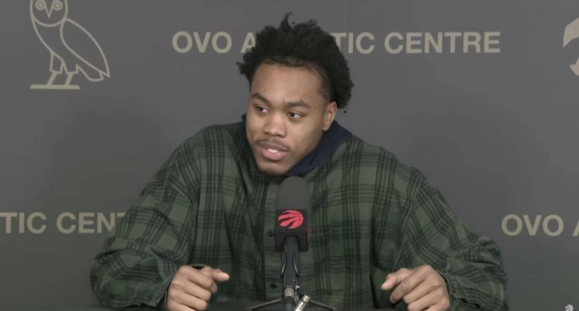 Scottie Barnes during Toronto Raptors end-of-season press conference