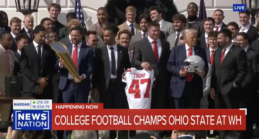 JD Vance fumbles Ohio State national championship trophy at White House