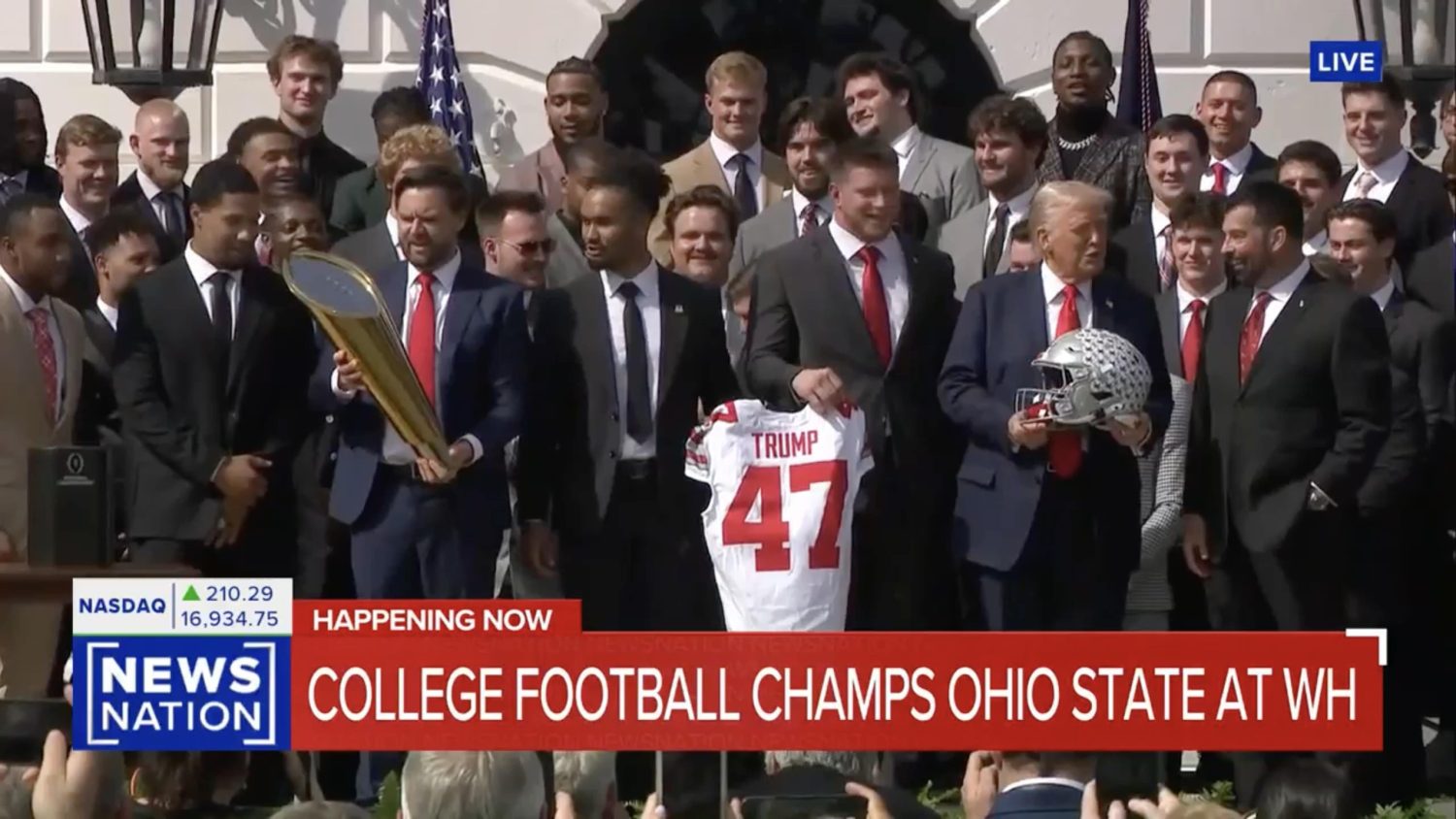 JD Vance fumbles Ohio State national championship trophy at White House