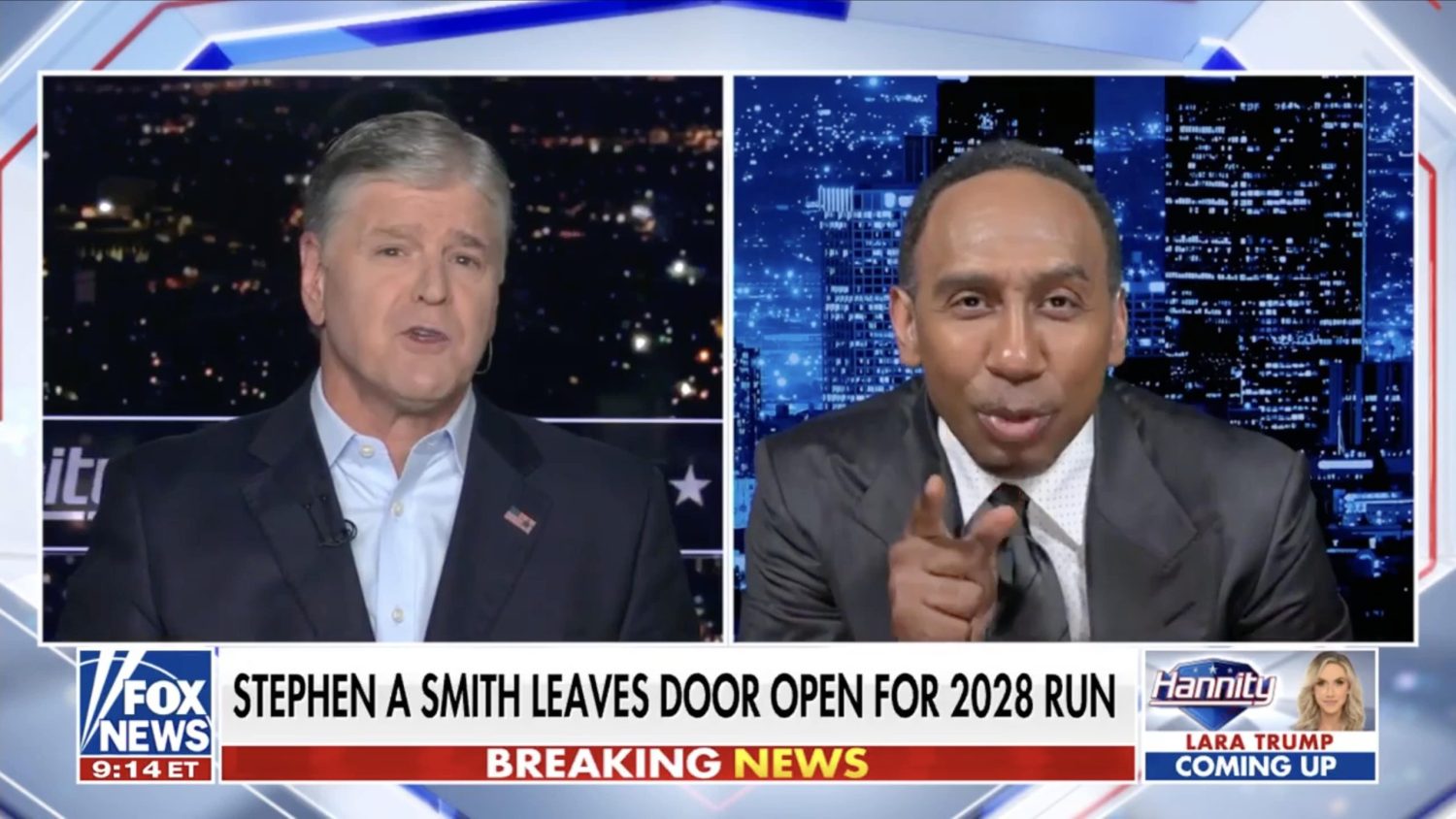 Stephen A. Smith and Sean Hannity on Fox News