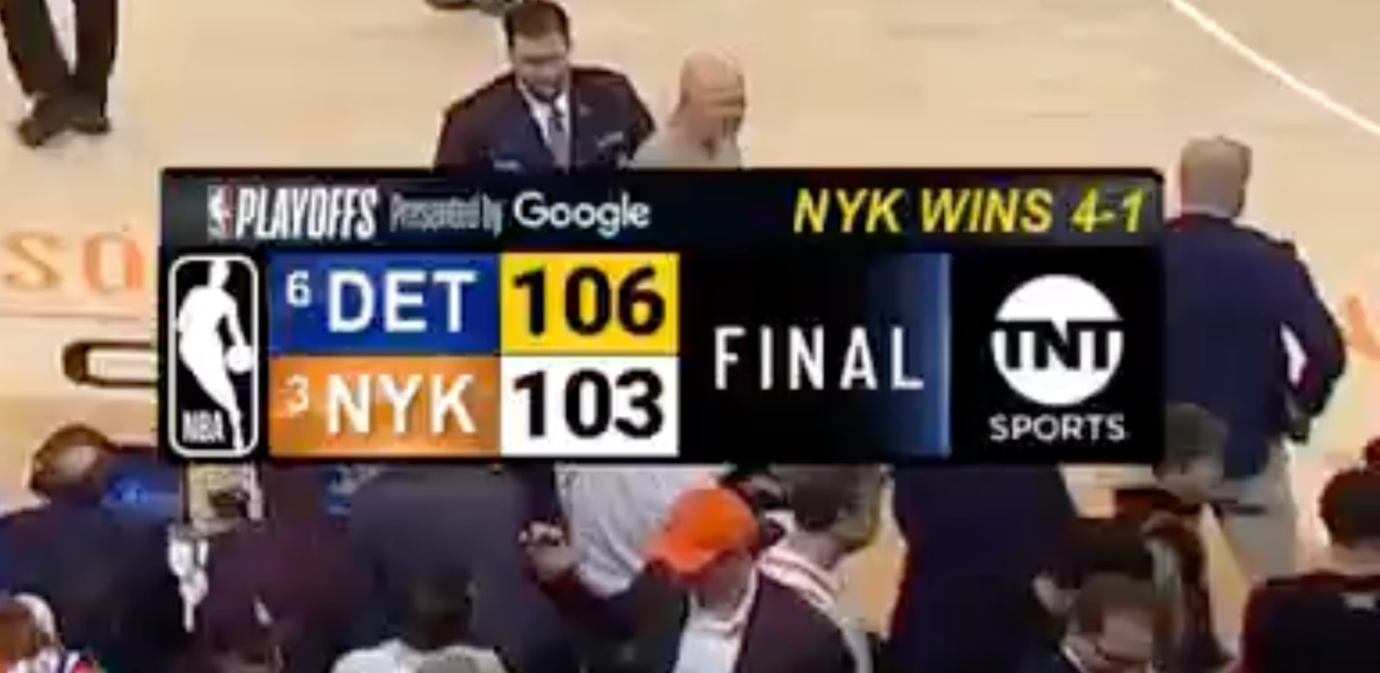 TNT graphic accidentally declares Knicks series winner over Pistons