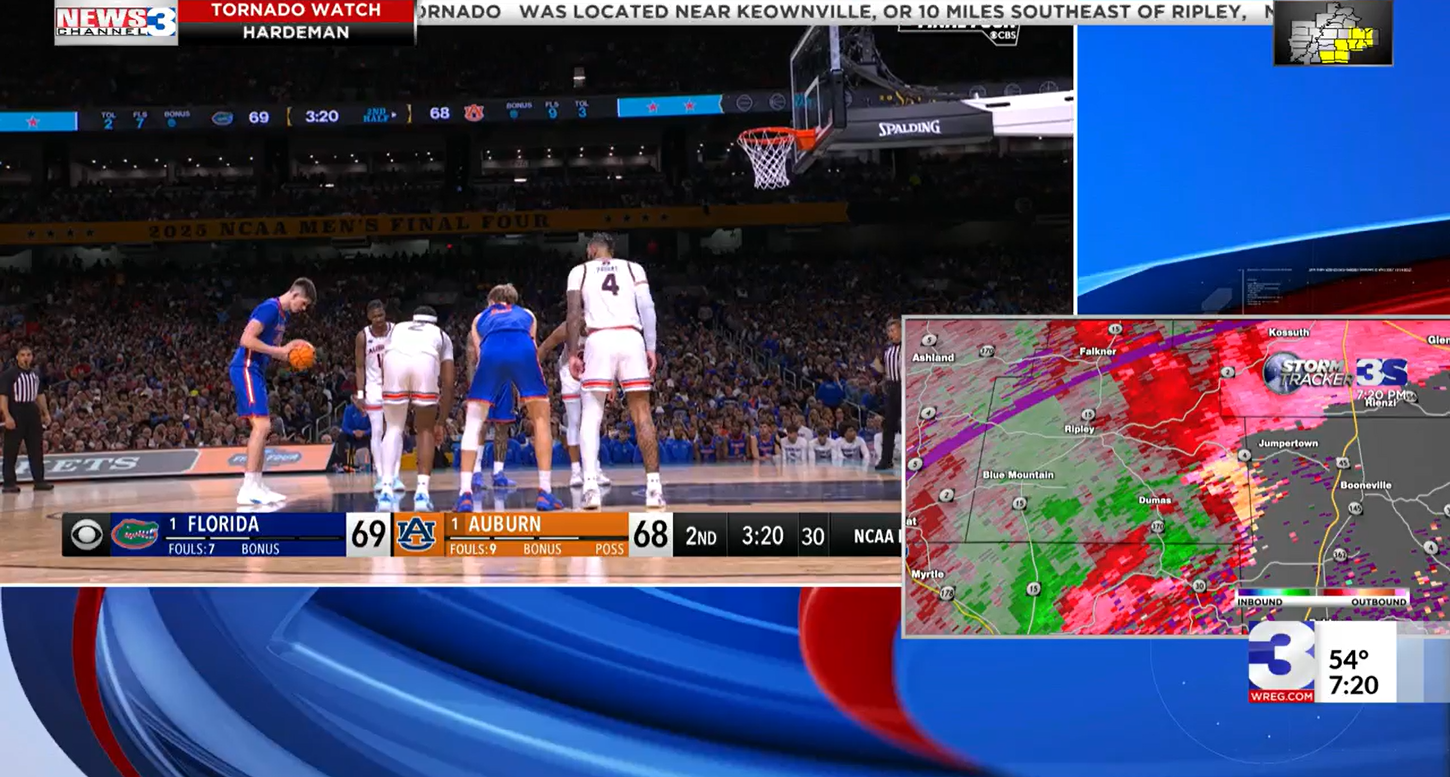 WREG tornado coverage during Final Four