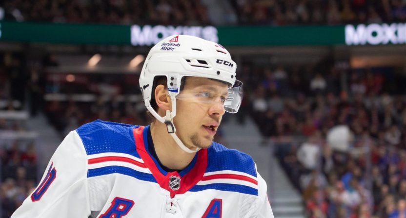 Jan 27, 2024; Ottawa, Ontario, CAN; New York Rangers left wing Artemi Panarin (10) skates in the second period against the Ottawa Senators at the Canadian Tire Centre.