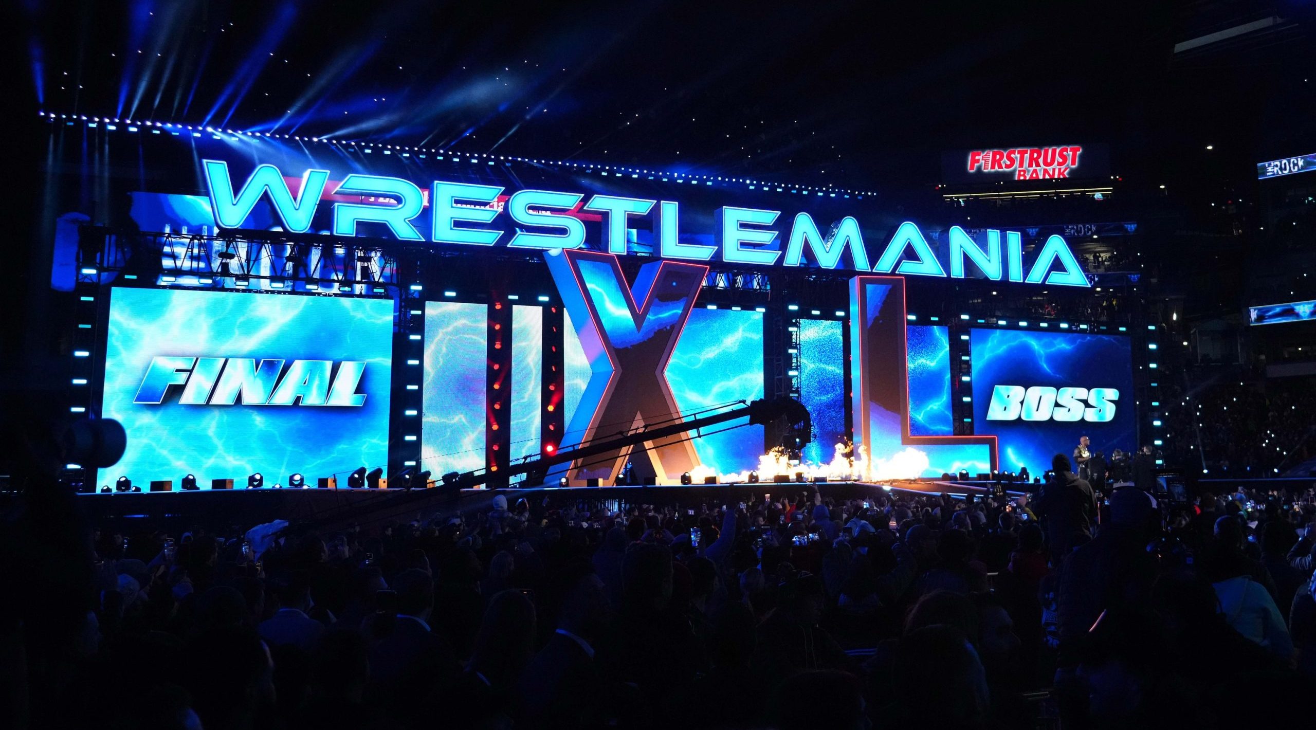 Apr 6, 2024; Philadelphia, PA, USA; The Rock & Roman Reigns vs. Cody Rhodes & Seth Rollins during Wrestlemania XL Saturday at Lincoln Financial Field. Mandatory Credit: Joe Camporeale-USA TODAY Sports