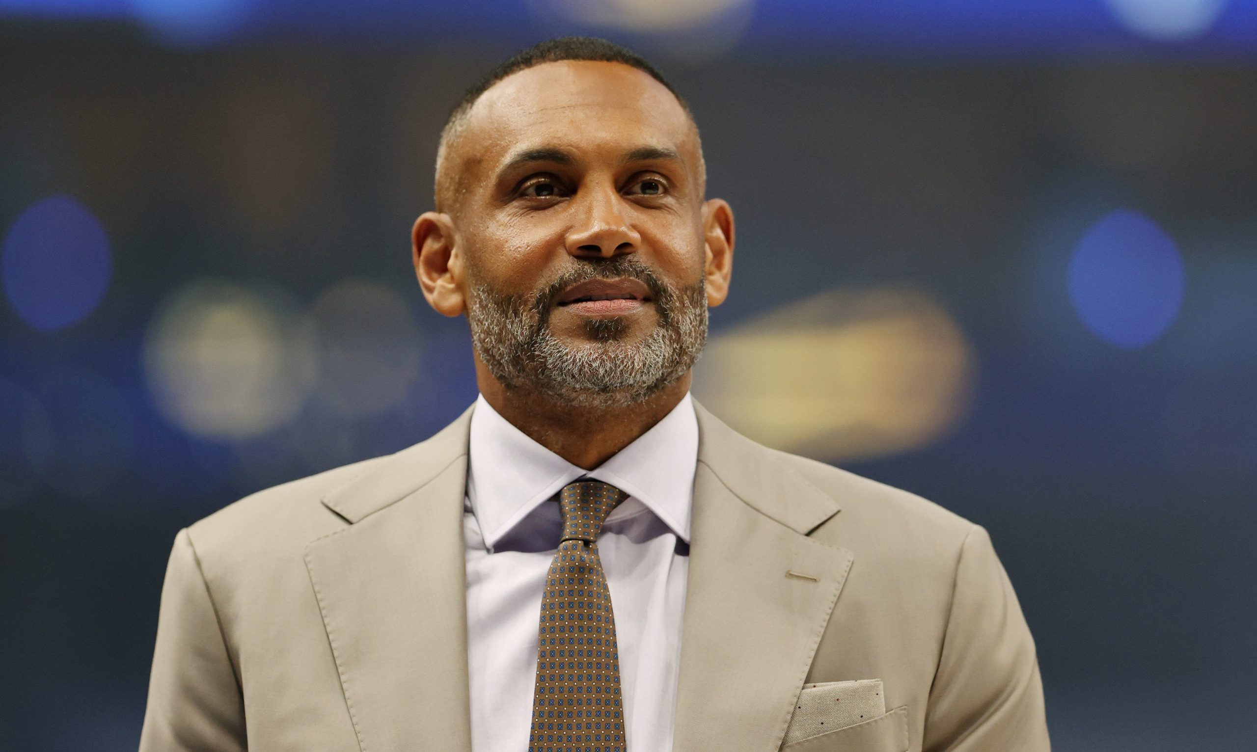 Jun 14, 2024; Dallas, Texas, USA; NBA former player Grant Hill looks on before game four of the 2024 NBA Finals between the Boston Celtics and the Dallas Mavericks at American Airlines Center. Mandatory Credit: Peter Casey-USA TODAY Sports