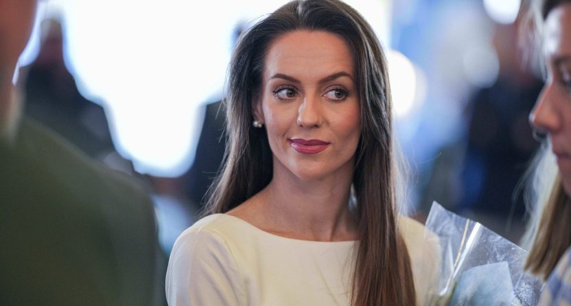 Dec 12, 2024; Chapel Hill, NC, USA; Jordon Hudson the girlfriend of Bill Belichick in attendance at Loudermilk Center for Excellence. Mandatory Credit: Jim Dedmon-Imagn Images