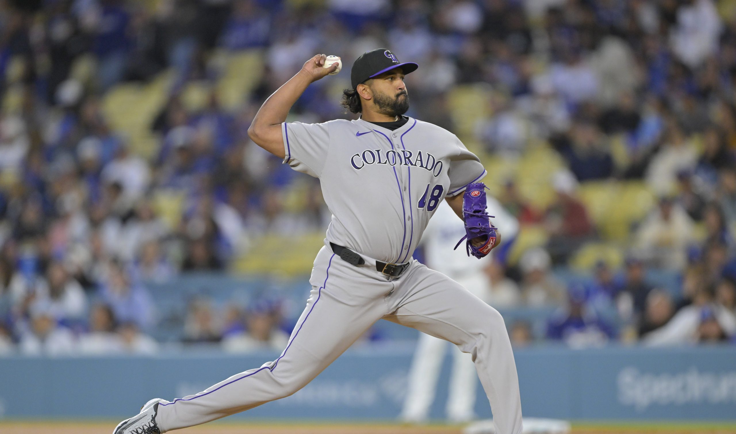 Colorado Rockies pitcher Germán Márquez was hit with a pair of announcer jinxes in the first inning of Wednesday's start vs. the Dodgers. Mandatory Credit: Jayne Kamin-Oncea-Imagn Images