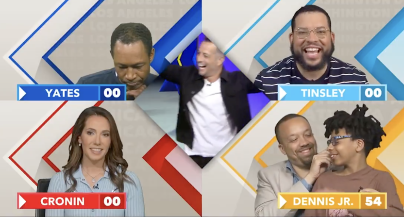 Tony Reali with David Dennis Jr.'s son on "Around the Horn"