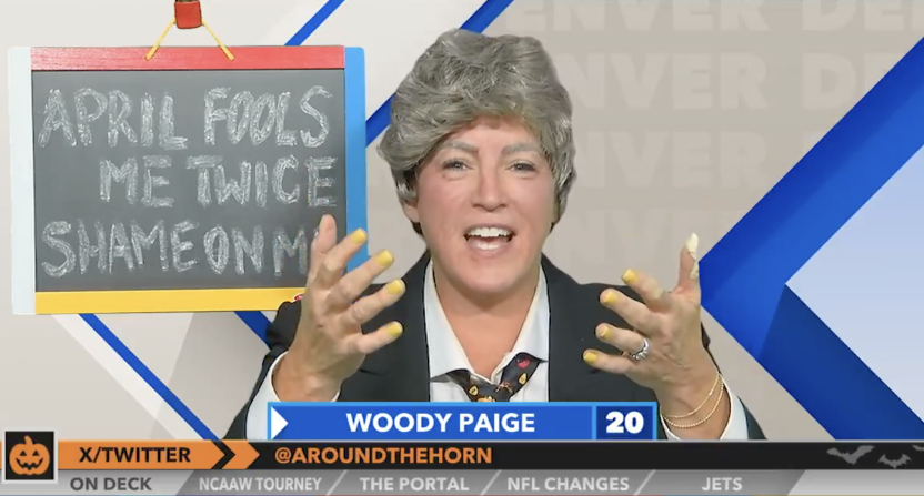 Sarah Spain as Woody Paige on Around the Horn