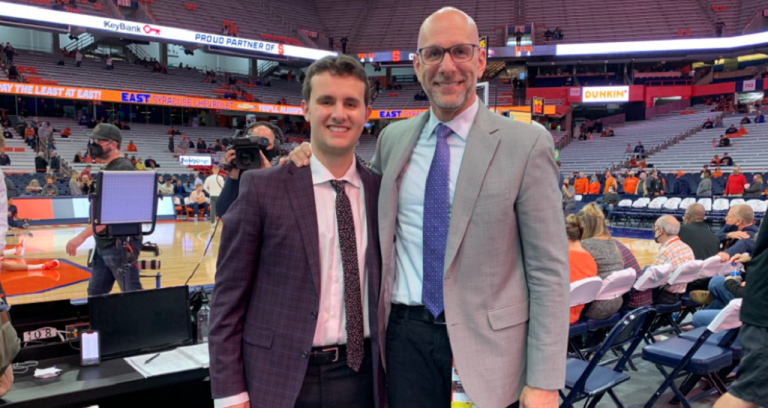 Ben (L) and Dan Shulman at a Syracuse basketball game in 2021.