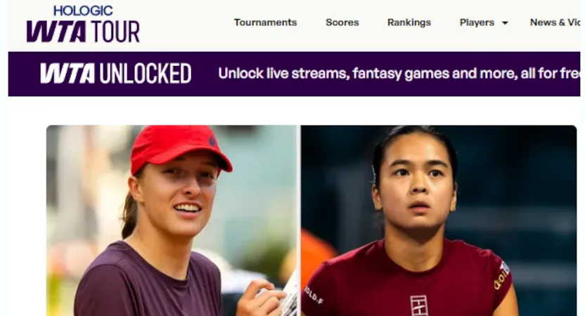 An apparent AI-generated image posted to the WTA website.