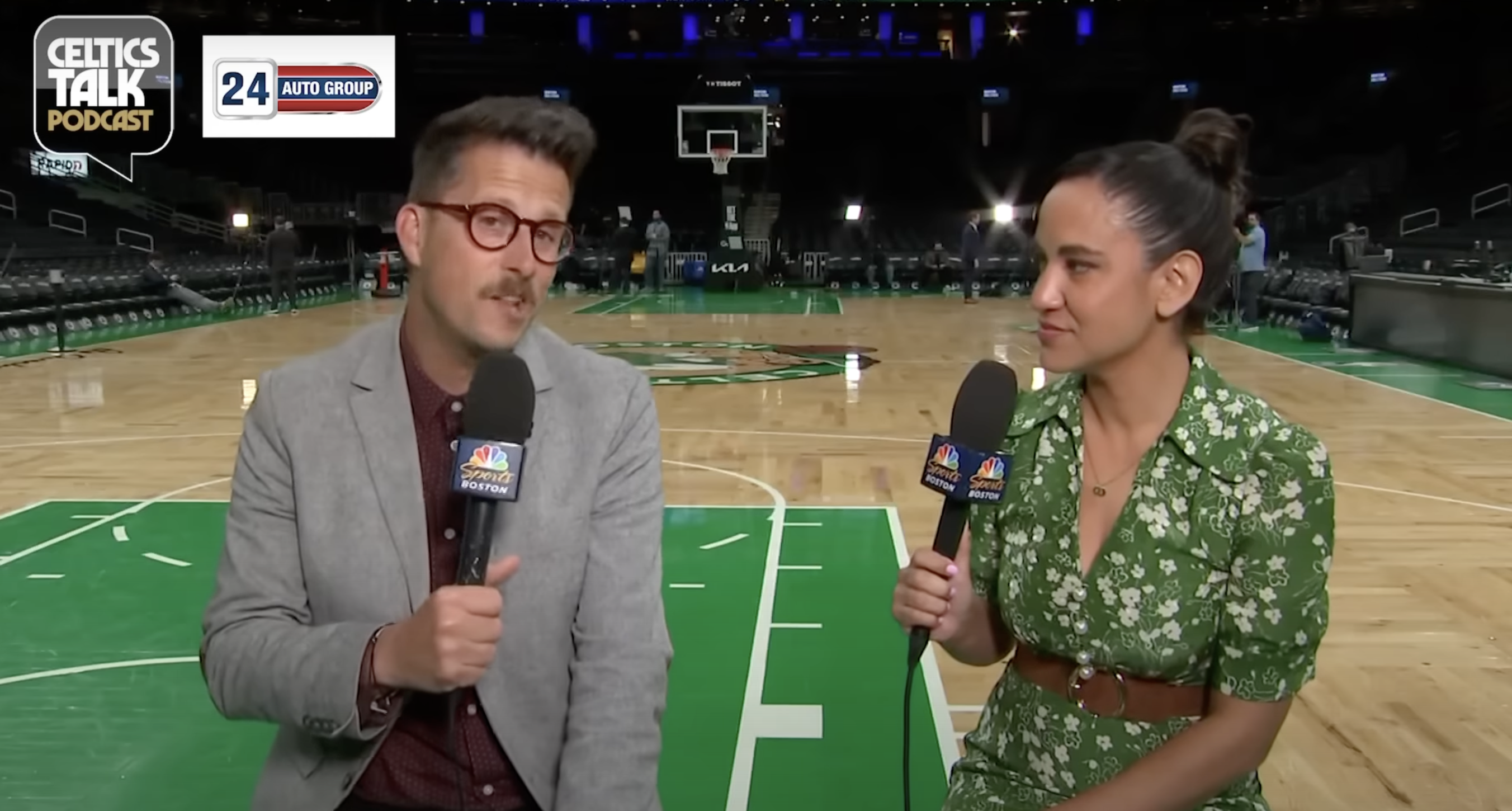 Celtics reporters Chris Forsberg and Abby Chin reacting to the Knicks Game 1 victory in the 2025 NBA Playoffs
