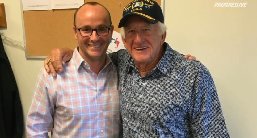 Before Friday's Twins-Brewers game, Twins announcer Cory Provus rememberd his friend and former broadcast partner, Bob Uecker. Photo Credit: Twins.TV