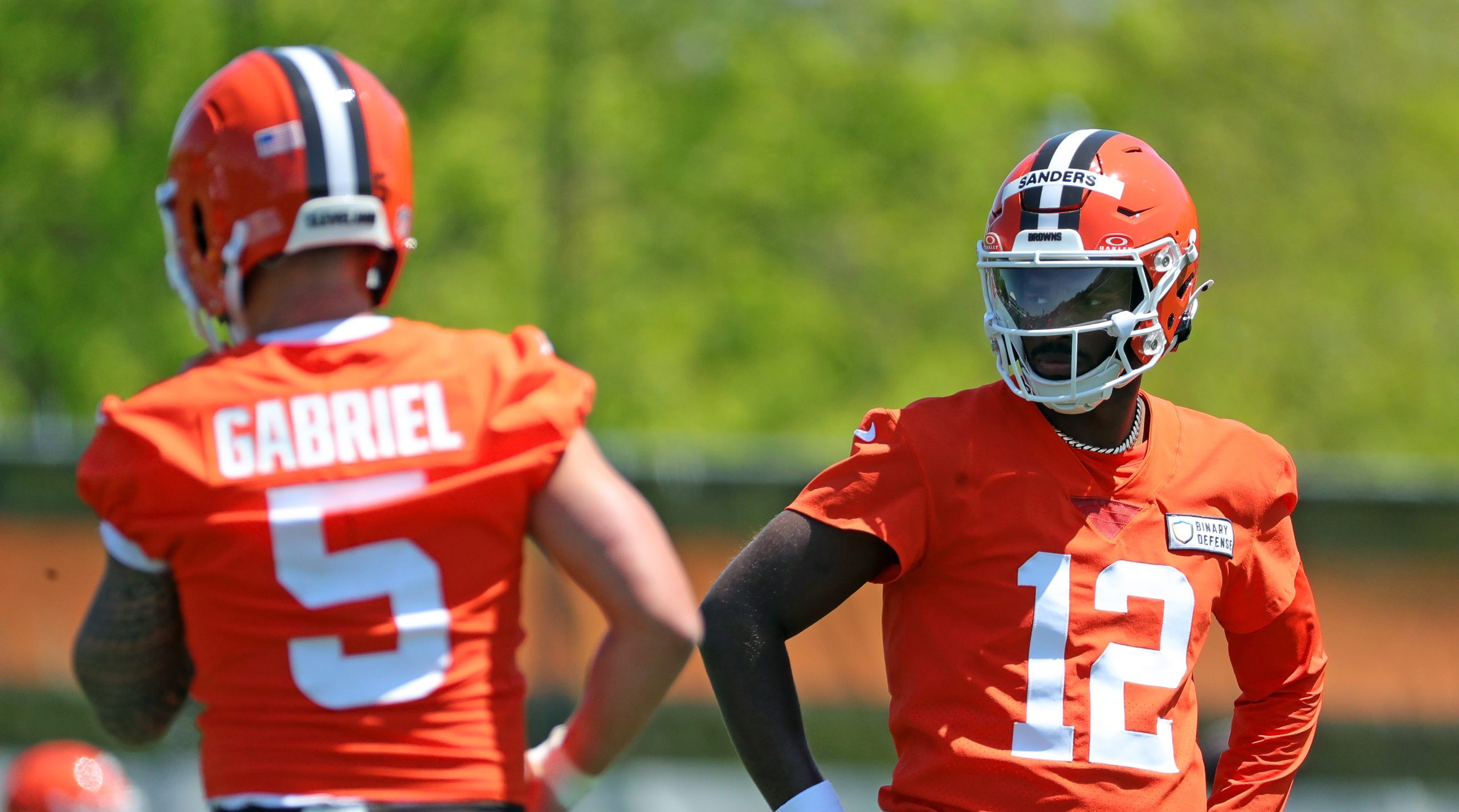 Dillon Gabriel alongside Shedeur Sanders at Browns rookie minicamp