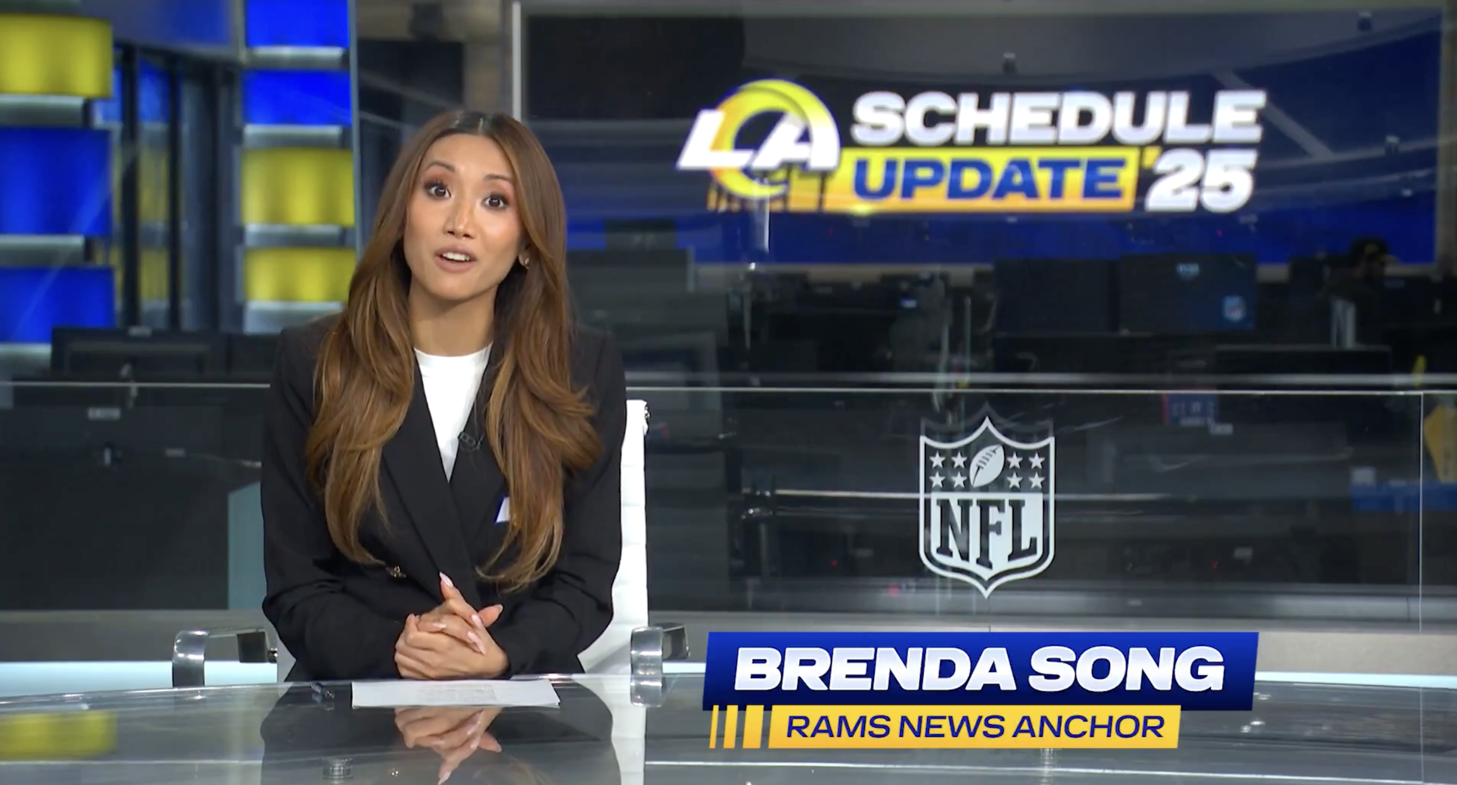 A screenshot from the Los Angeles Rams schedule release video posted on social media.