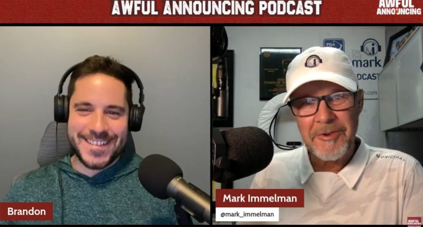 CBS golf analyst Mark Immelman on the Awful Announcing Podcast with host Brandon Contes. Photo Credit: Awful Announcing Podcast on YouTube
