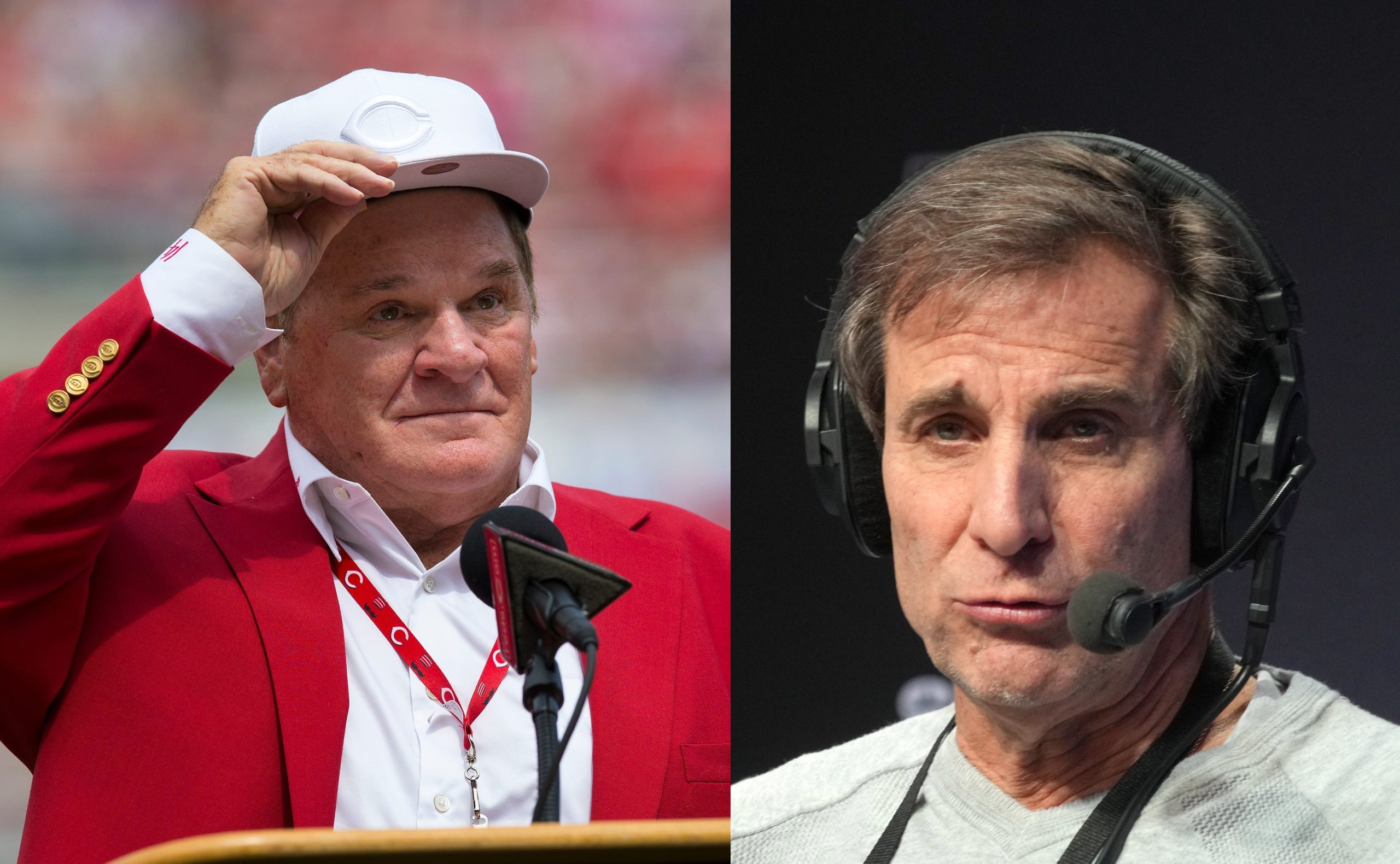 Chris "Mad Dog" Russo has several issues with the way that Major League Baseball removed Pete Rose from its ineligible list. Sam Greene/The Enquirer/USA TODAY NETWORK via Imagn Images (Pete Rose, left); Kirby Lee-Imagn Images (Chris Russo, right).