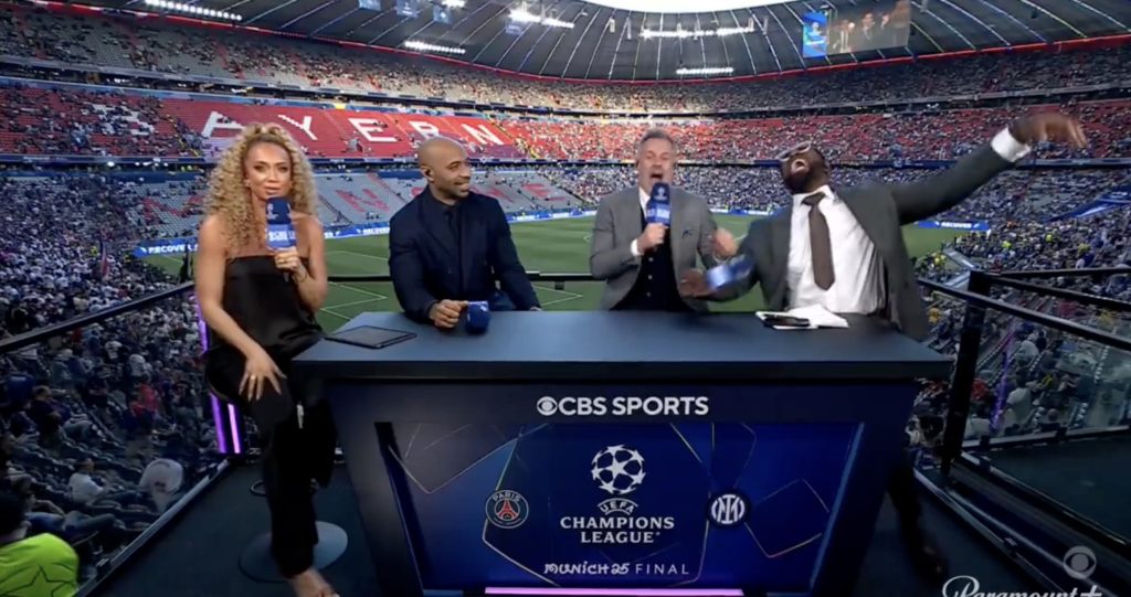 Kate Scott does Micah Richards dirty in hilarious CBS Champions League Final intro
