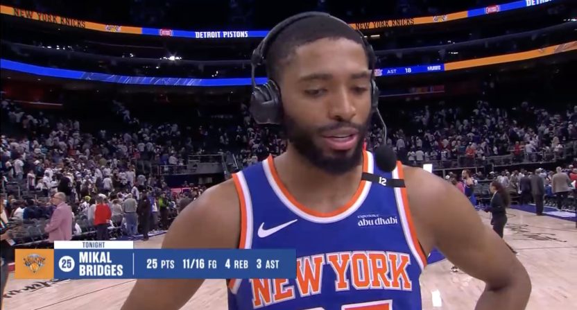 Mikal Bridges speaks with Mike Breen after Knicks win