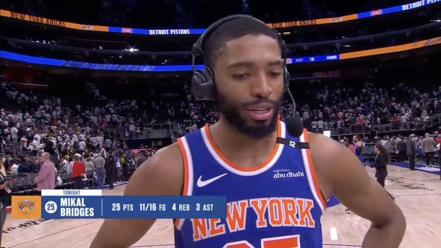 Mikal Bridges speaks with Mike Breen after Knicks win