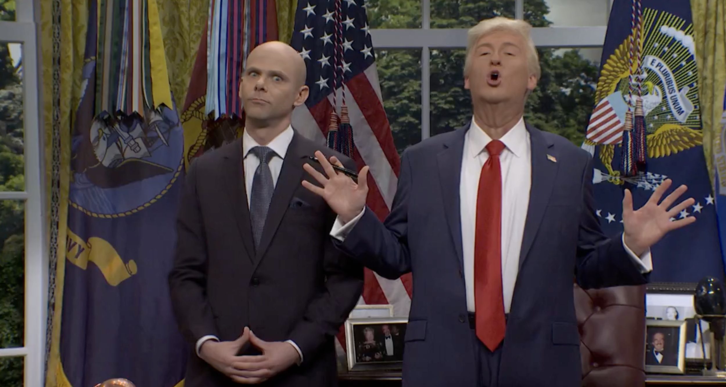 Stephen Miller and Donald Trump on SNL.