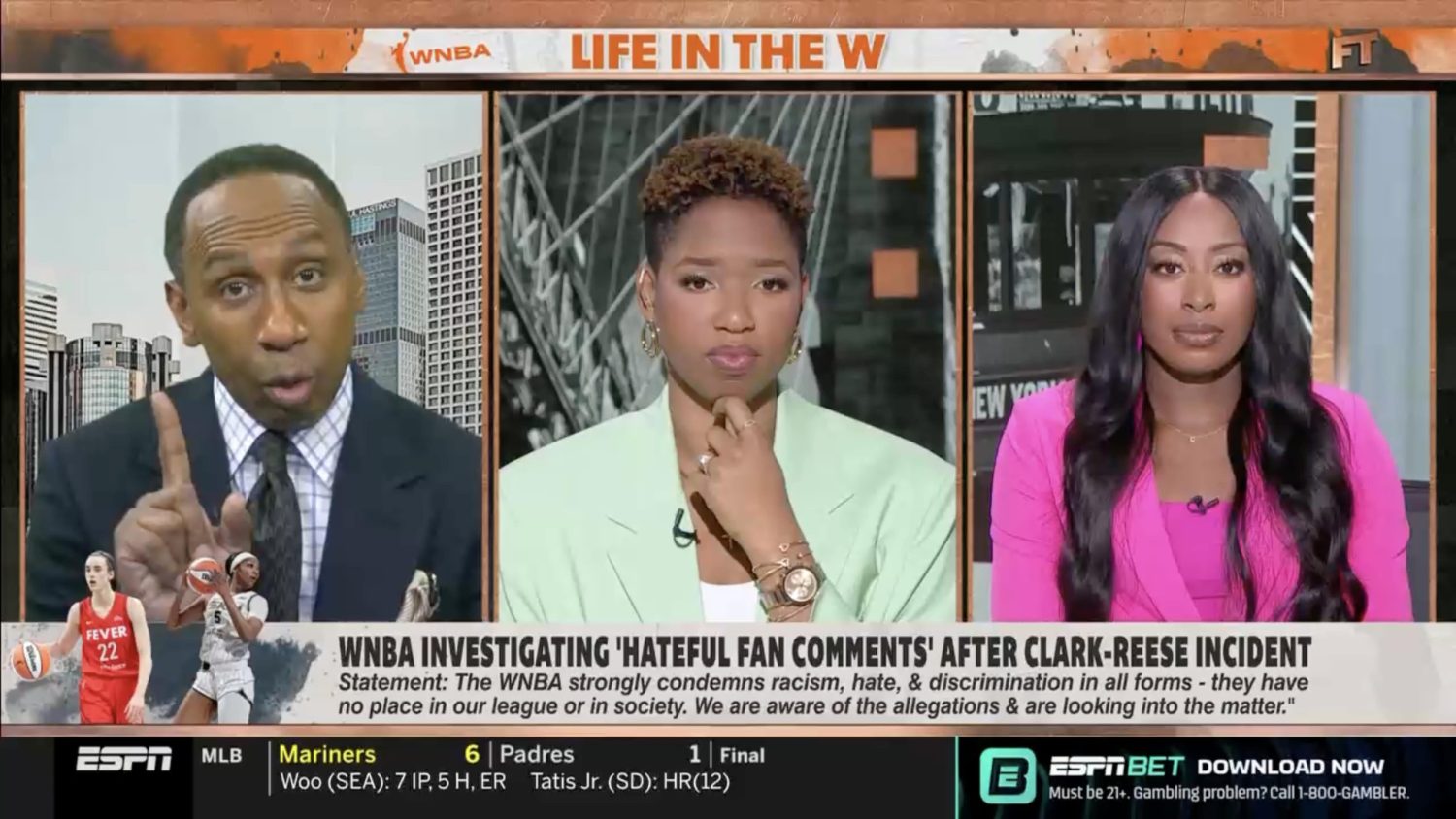 Stephen A. Smith addresses allegations of hate speech directed at Angel Reese