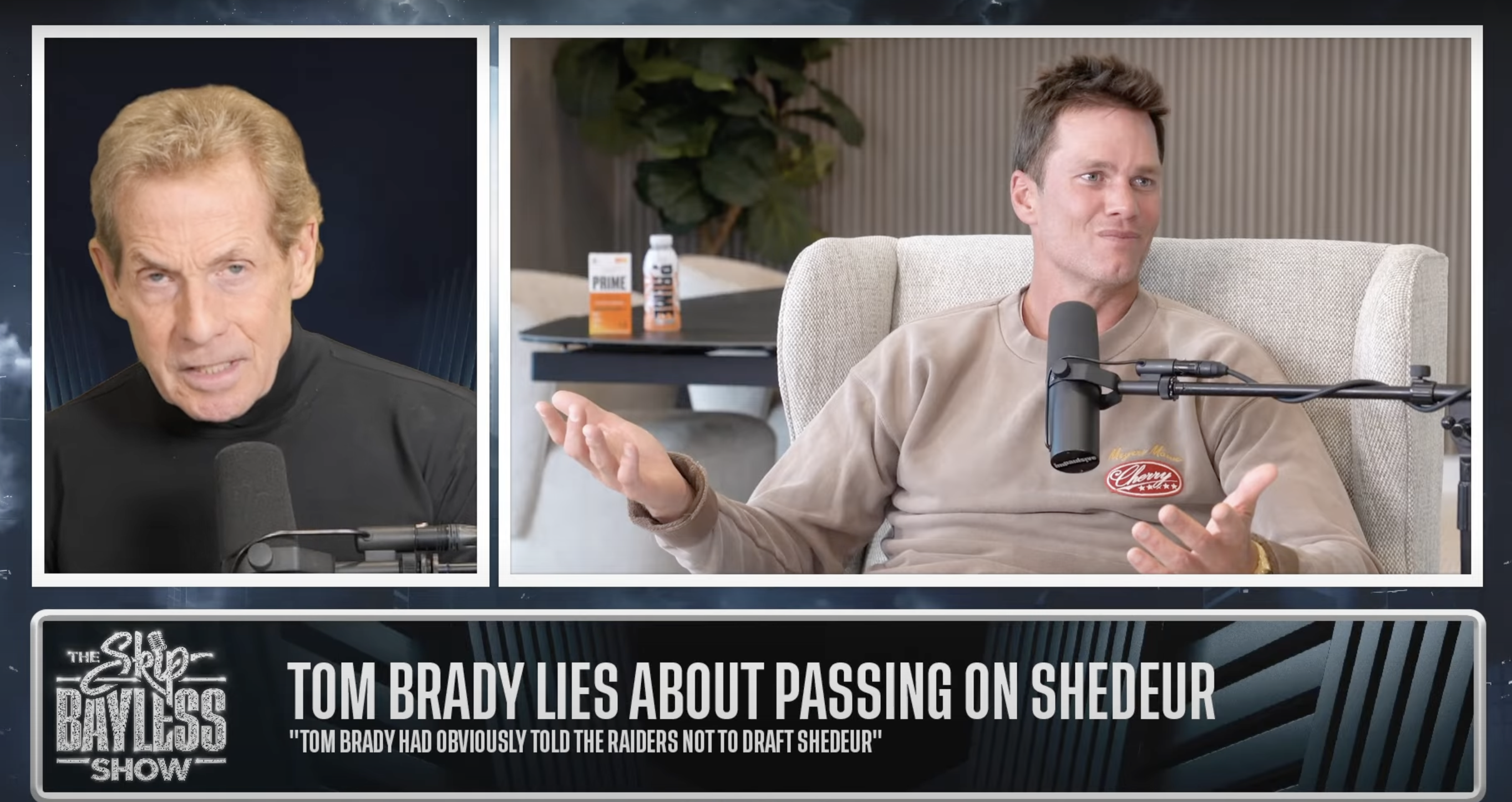 Skip Bayless discussing the Raiders and Tom Brady passing on Shedeur Sanders in the 2025 NFL Draft
