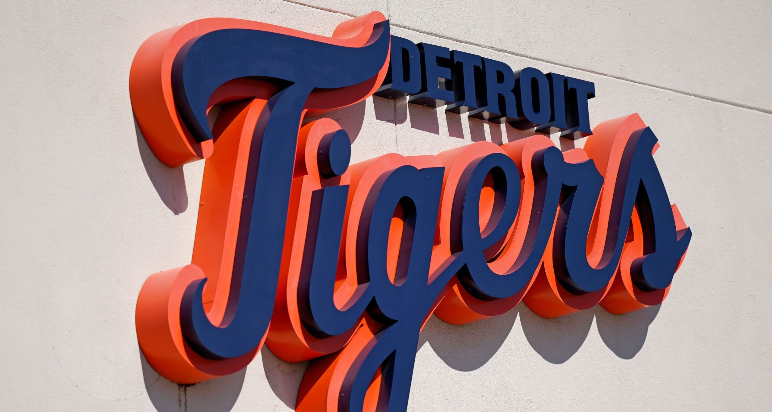 A general view of the Detroit Tigers script logo