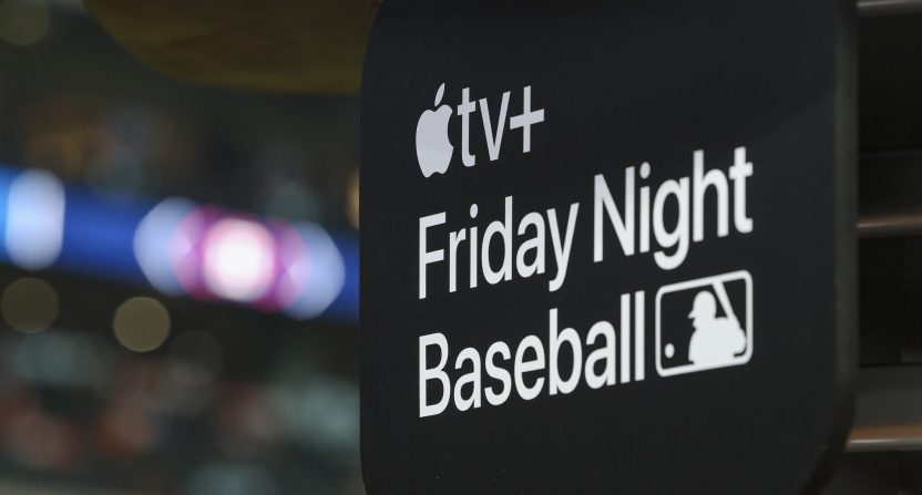 General view of an Apple tv sign