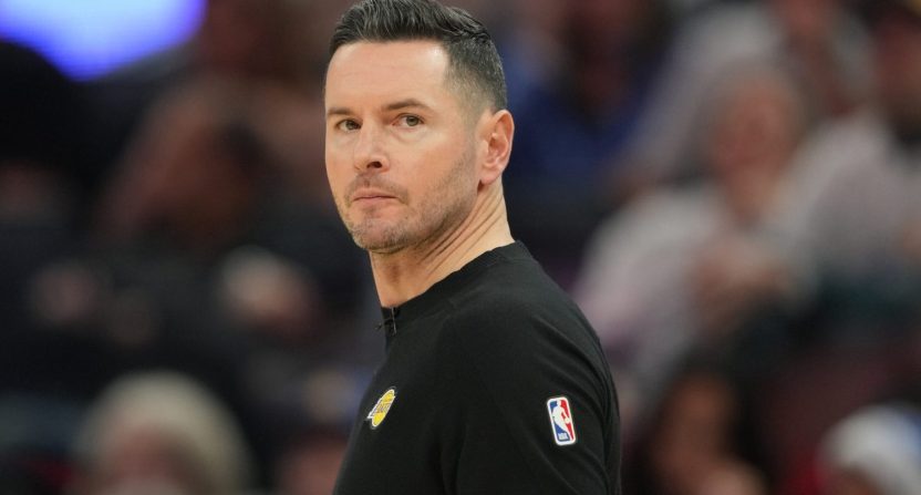 Dec 25, 2024; San Francisco, California, USA; Los Angeles Lakers head coach JJ Redick during the third quarter against the Golden State Warriors at Chase Center.
