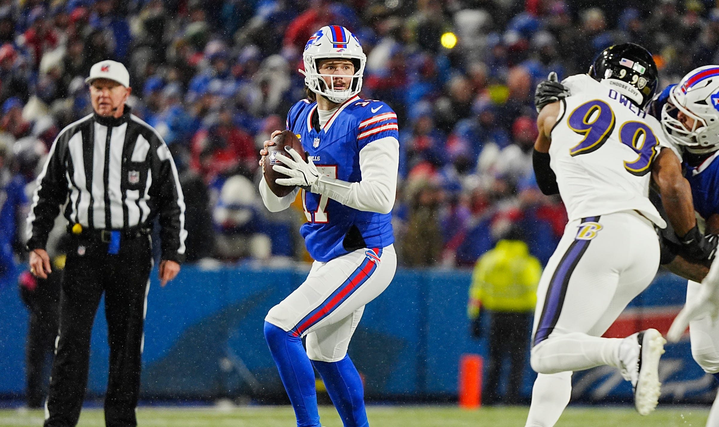 Josh Allen and the Buffalo Bills take on the Baltimore Ravens.