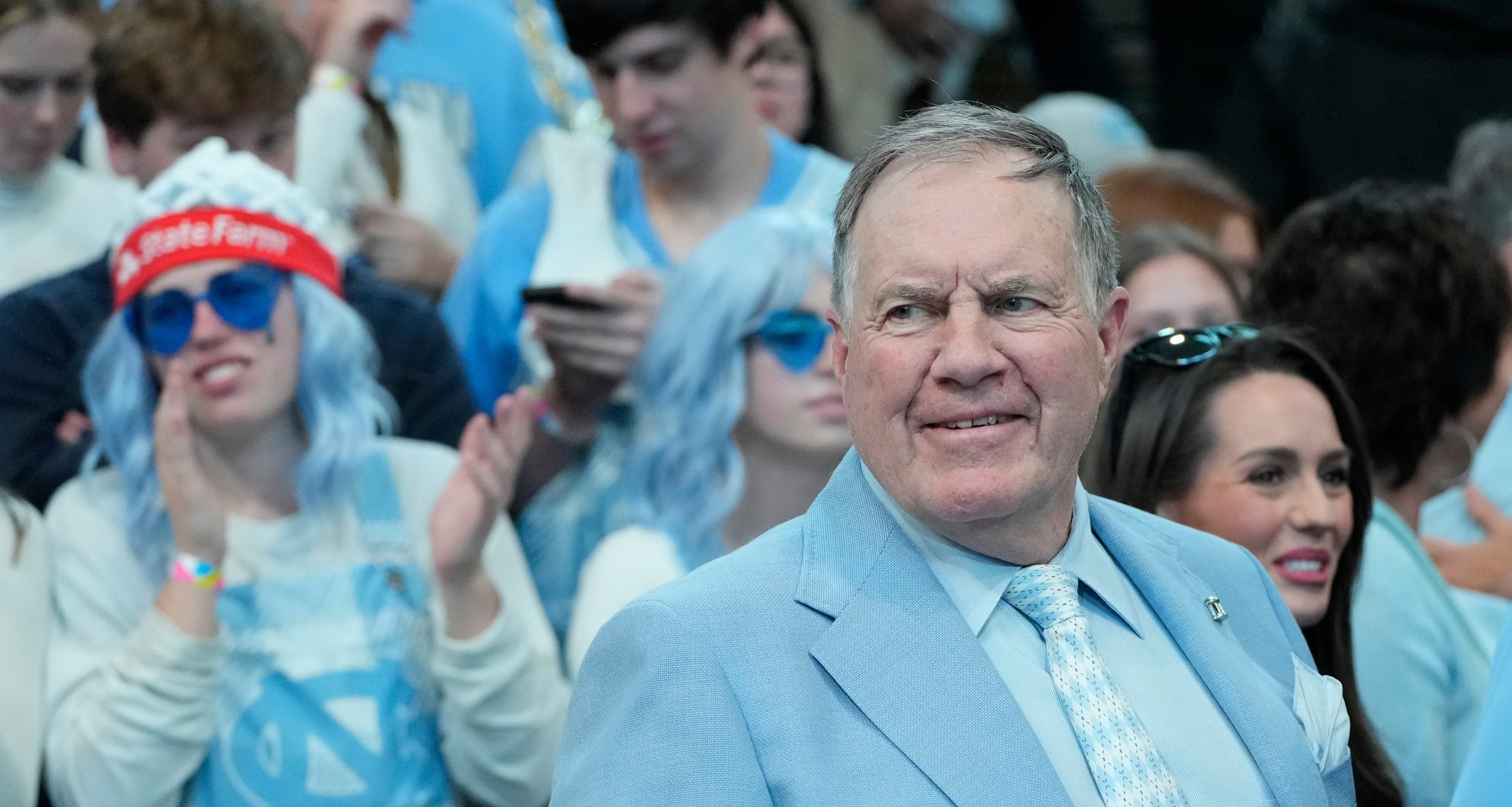 Mar 8, 2025; Chapel Hill, North Carolina, USA; North Carolina Tar Heels football coach Bill Belichick before the game at Dean E. Smith Center.