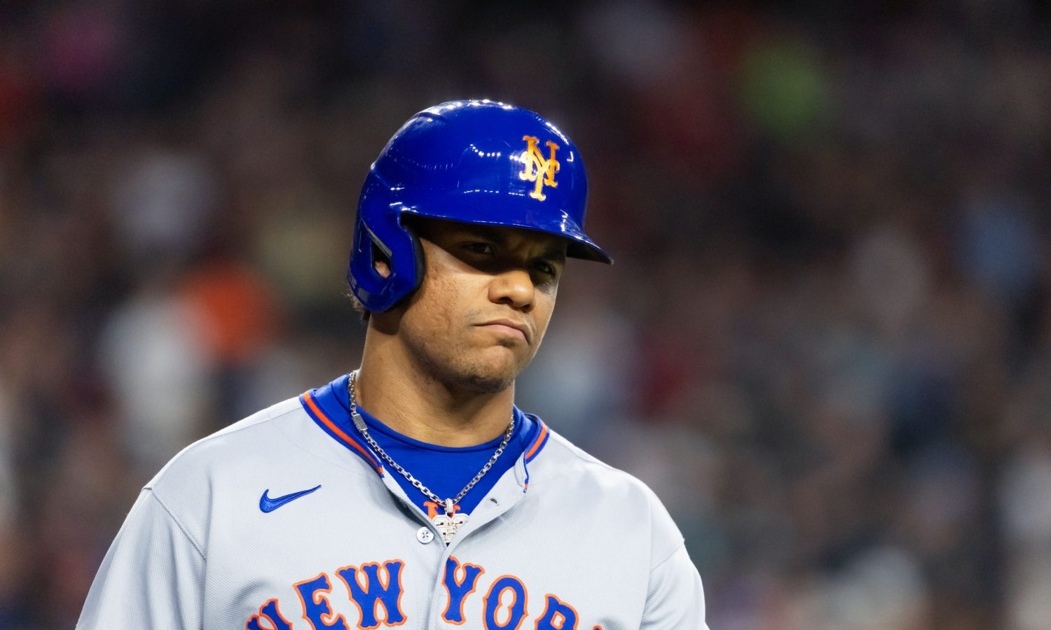 May 5, 2025; Phoenix, Arizona, USA; New York Mets outfielder Juan Soto in the eighth inning against the Arizona Diamondbacks at Chase Field.