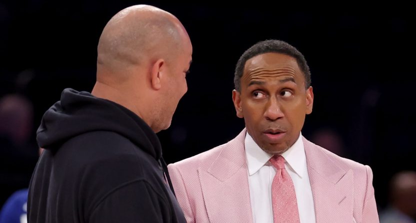 Stephen A. Smith was frustrated after the Knicks lost Game 2 of the Eastern Conference Finals to the Pacers and shared his thoughts on X. Mandatory Credit: Brad Penner-Imagn Images