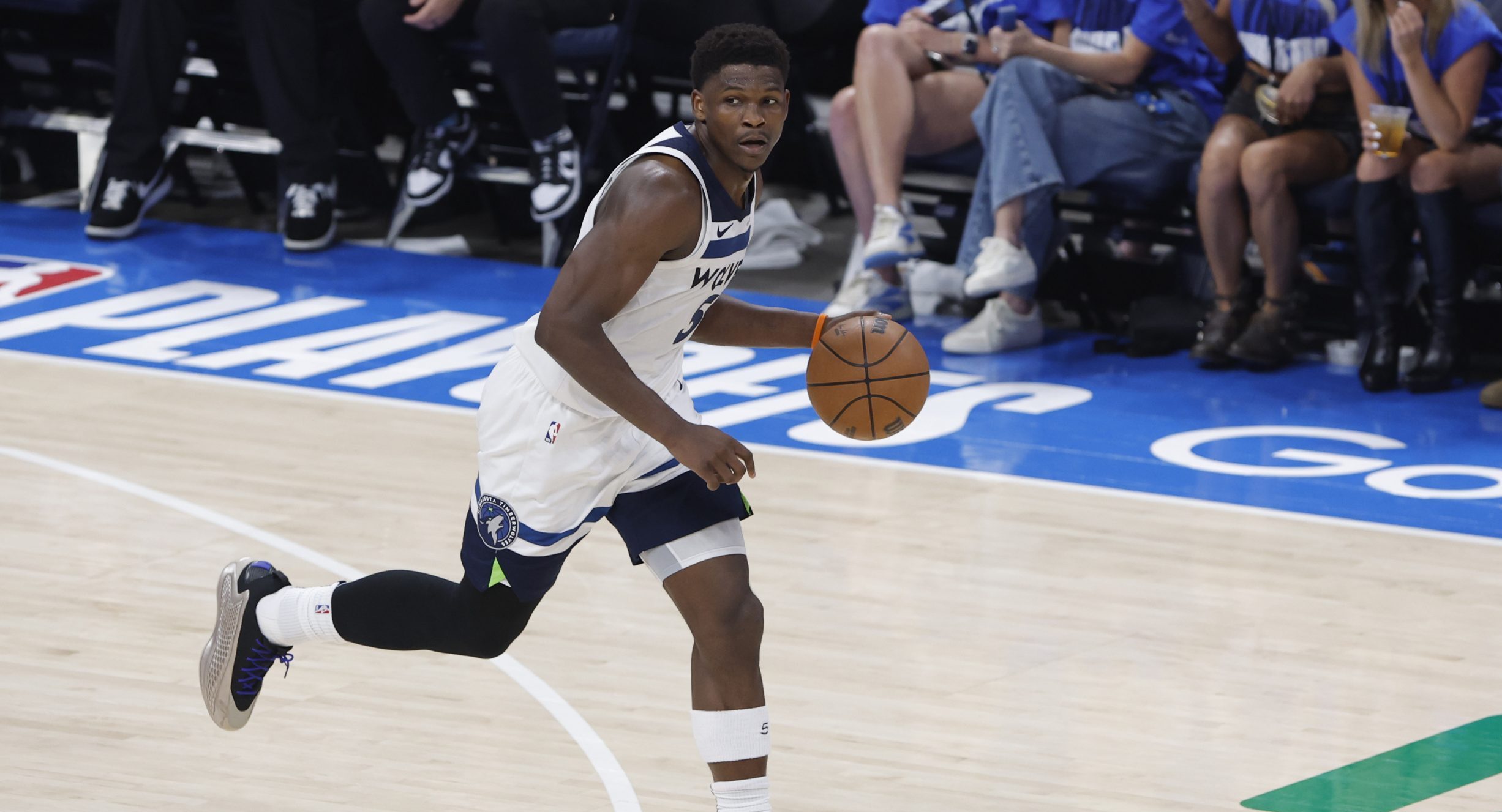Minnesota Timberwolves star Anthony Edwards during Game 2 of the Western Conference Finals. Mandatory Credit: Alonzo Adams-Imagn Images