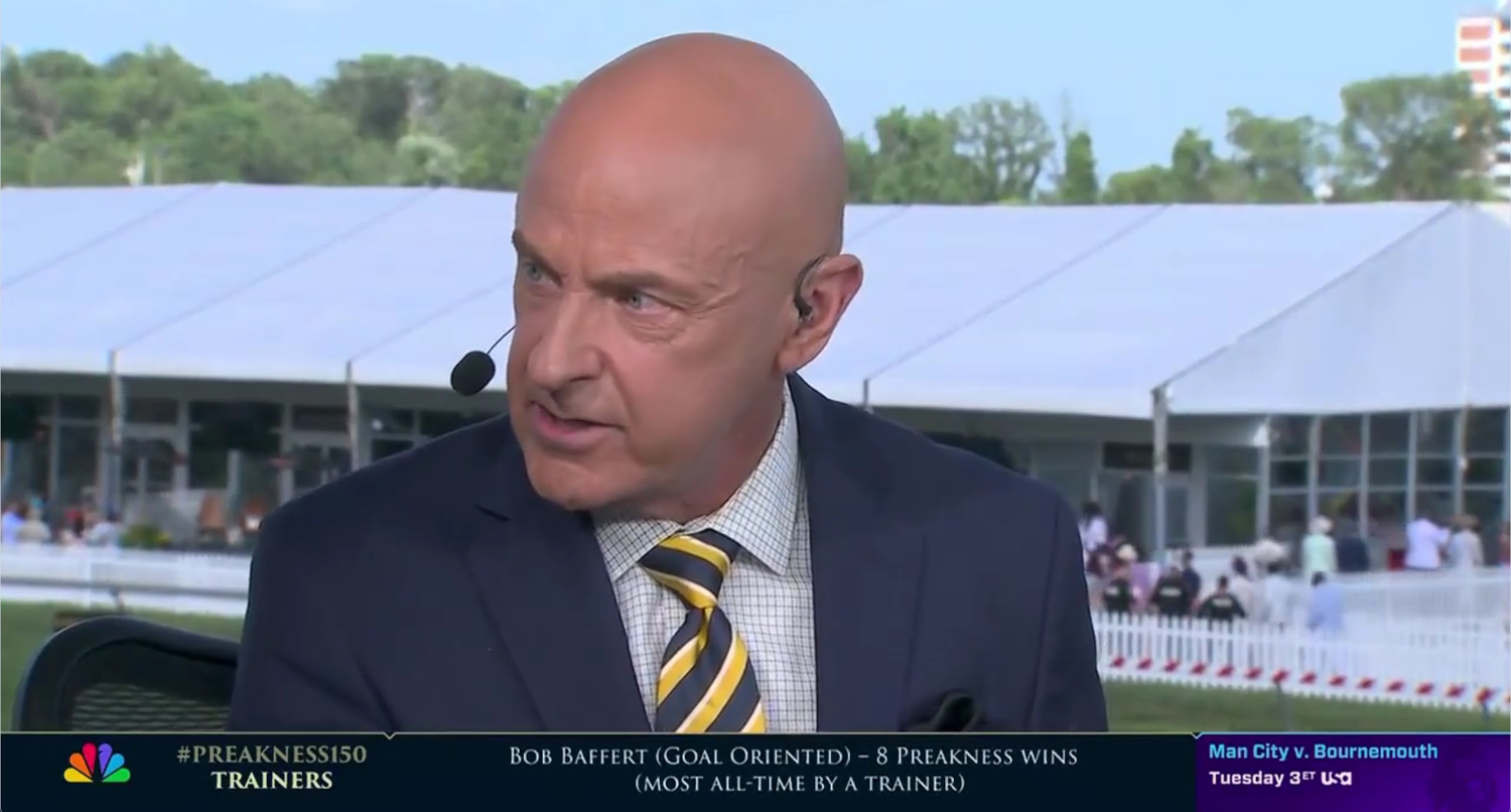 NBC horse racing analyst Randy Moss on a Preakness Stakes pre-race broadcast.