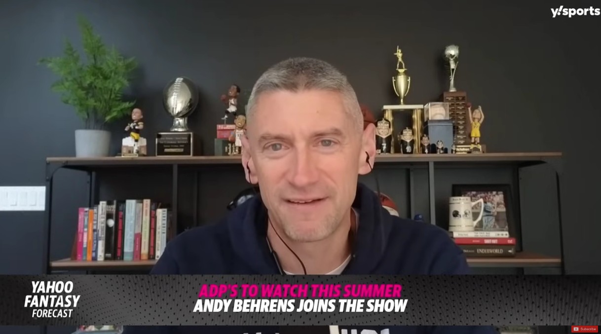Andy Behrens on the Yahoo Fantasy Forecast podcast. Photo Credit: Yahoo Sports/YouTube.
