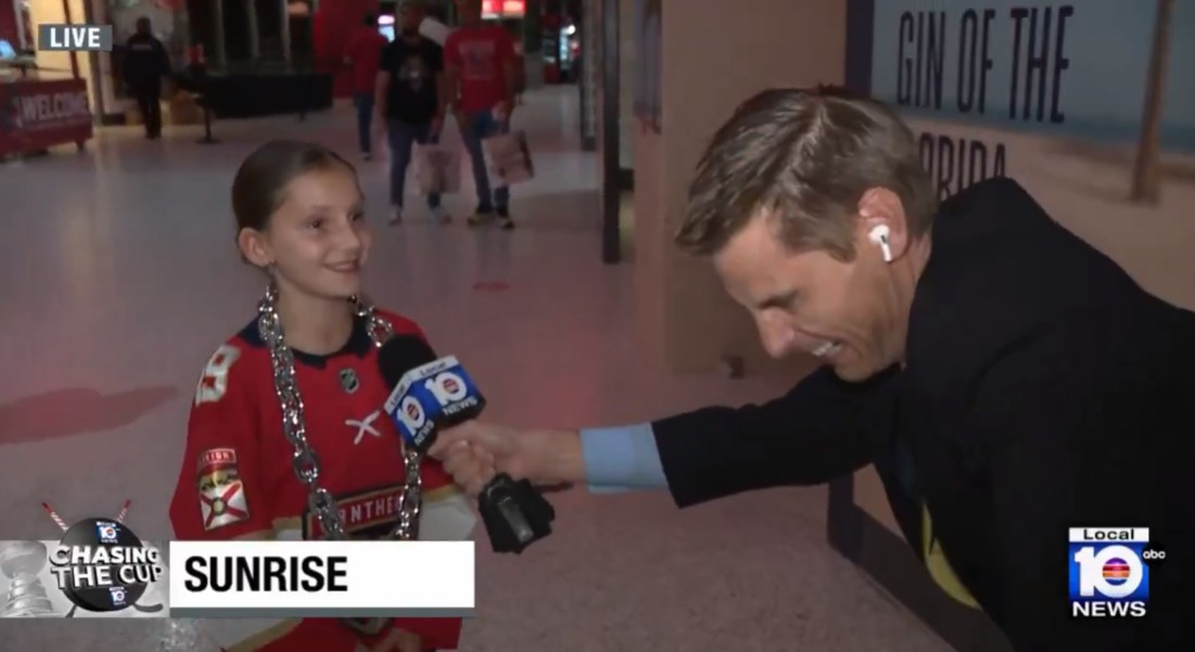 After Game 3 of the Stanley Cup Final, Miami ABC affiliate interviewed Sophia, a 9-year-old Florida Panthers who loves fighting in hockey.