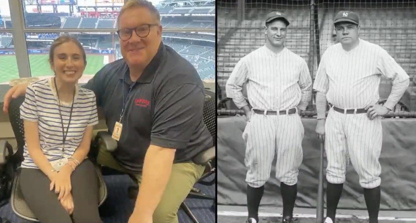 A screenshot from Sarah Langs' feature on 'Sunday Night Baseball' for Lou Gehrig Day