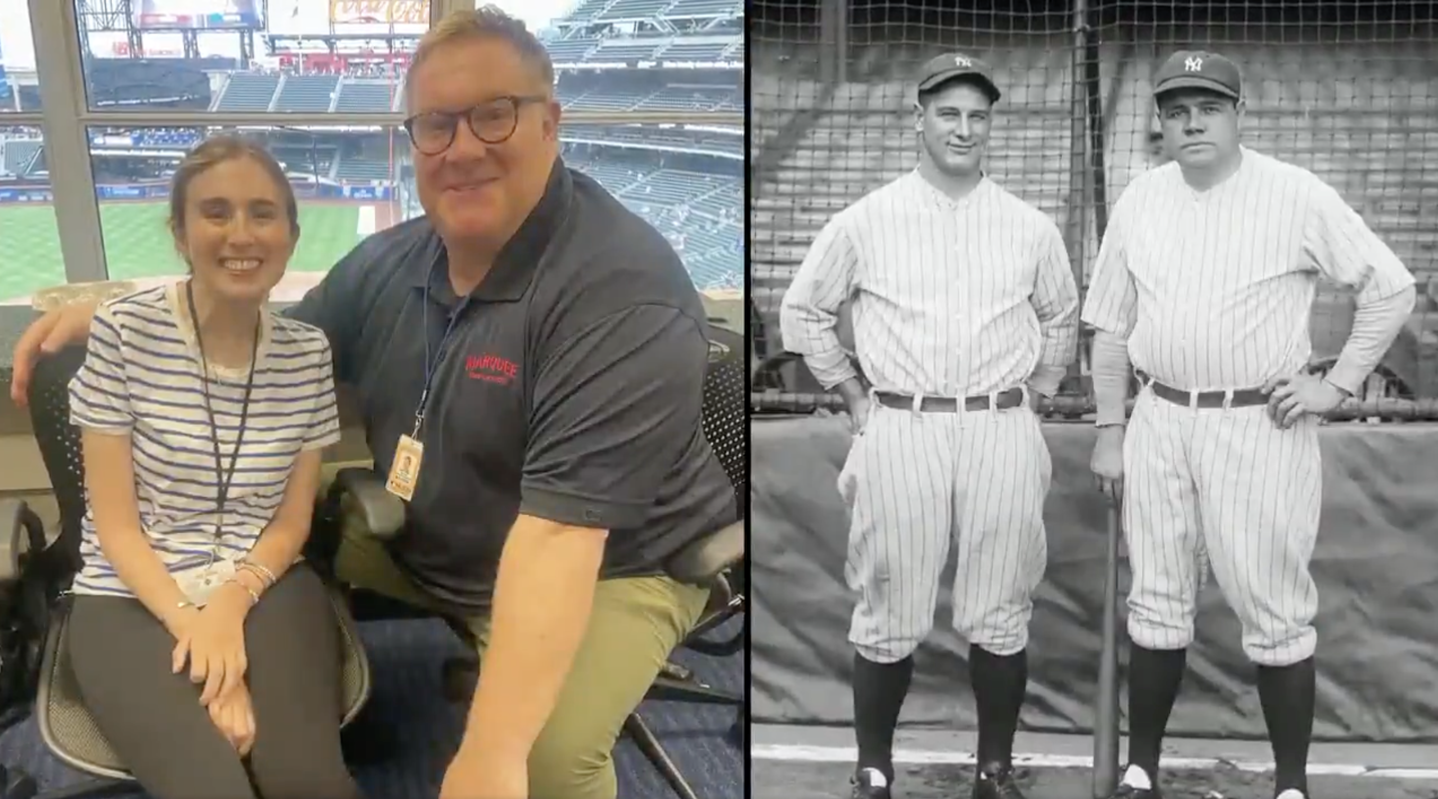 A screenshot from Sarah Langs' feature on 'Sunday Night Baseball' for Lou Gehrig Day