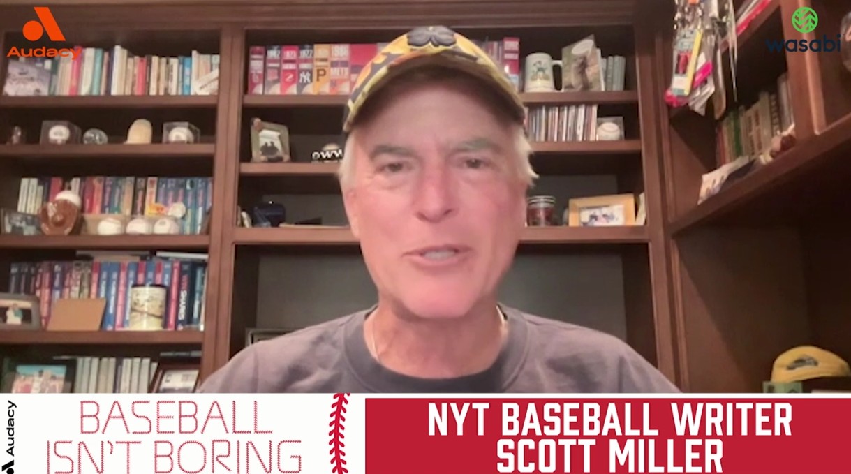 Scott Miller talks with Rob Bradford on the Baseball Isn't Boring Podcast. Photo Credit: Baseball Isn't Boring/YouTube.