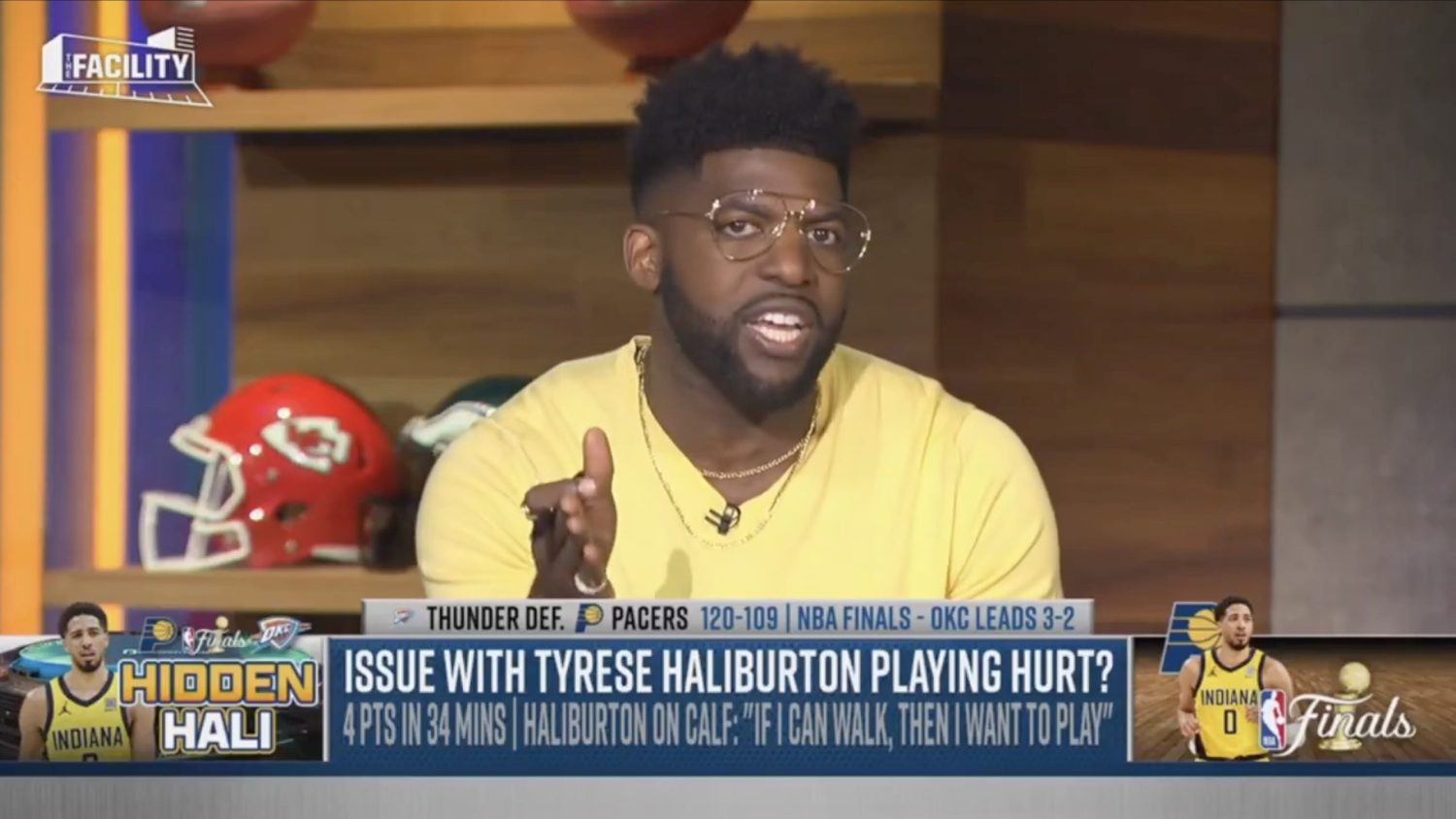 Emmanuel Acho discussing Tyrese Haliburton on The Facility