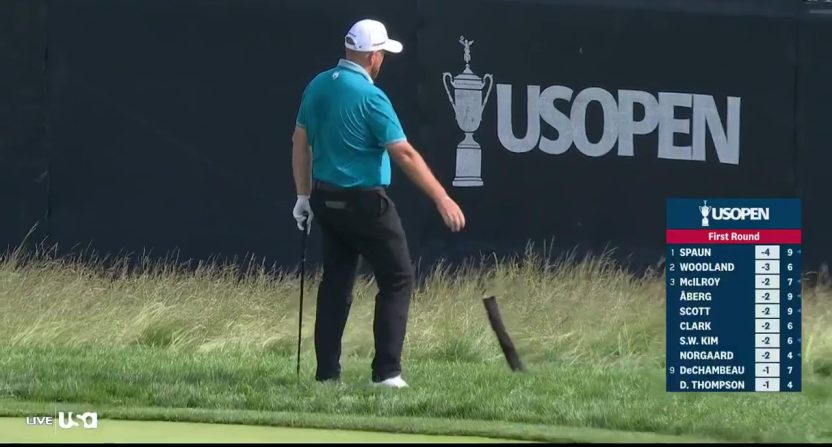 The 17th hole at the U.S. Open was an adventure for Shane Lowry as well as some unsuspecting microphones near the green. Photo Credit: USA Network.