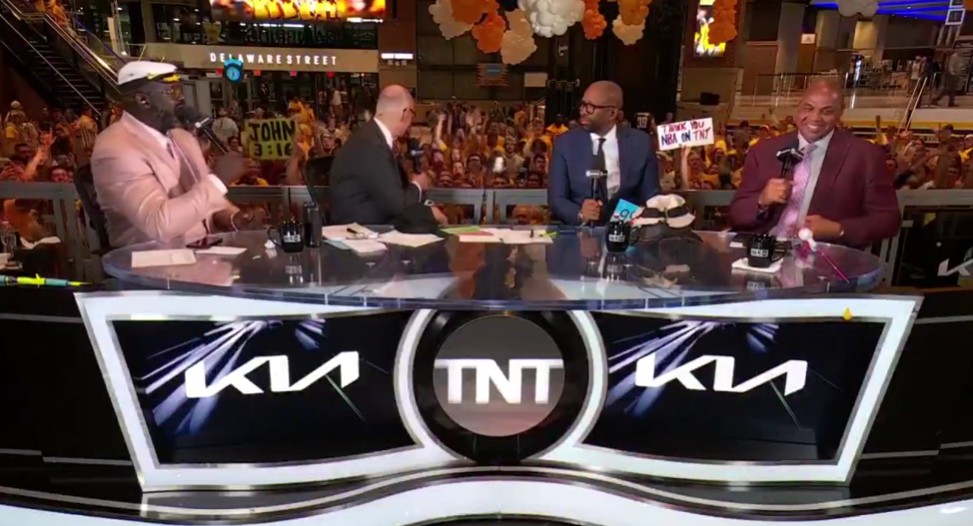 Shaquille O'Neal and Kenny Smith both made the final Inside the NBA to air on TNT rated R with some f-bombs in the sign-off. Photo Credit: TNT